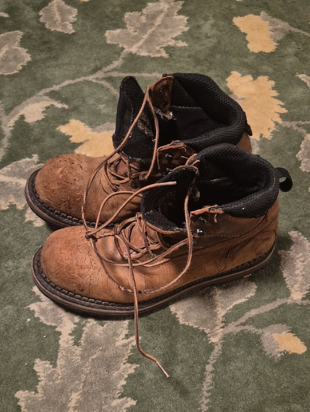 Irish Setter Brown Leather Work Boots with Black Collar